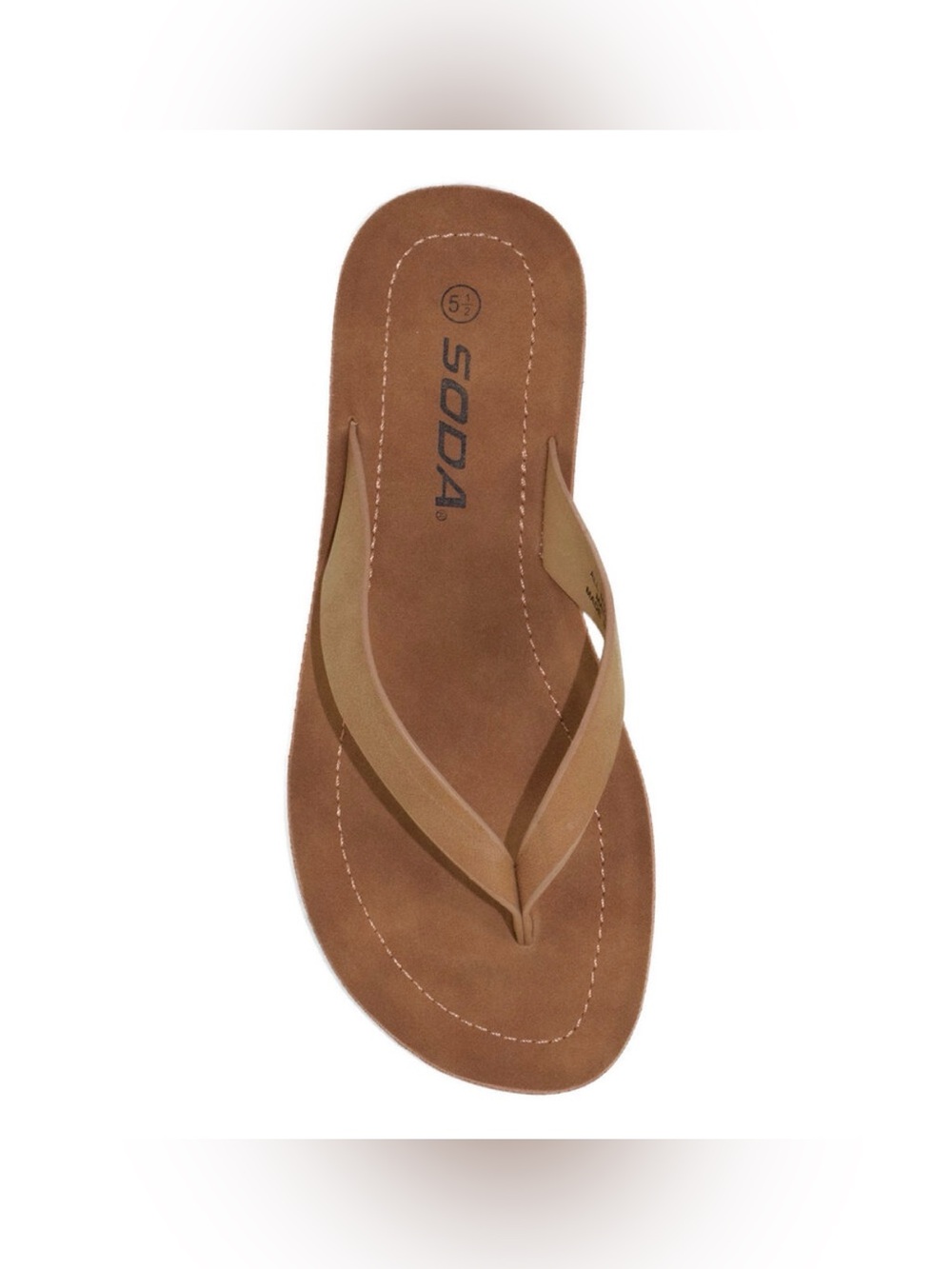 NIB Soda “Ella-S” Flip Flops Sandals In Rust-Tan Faux Vegan Leather Size 6.5